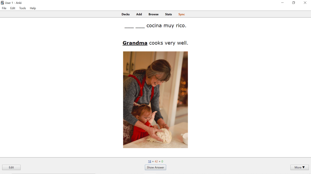 625 Most Common Spanish Words Anki Card Type 1 Front Side