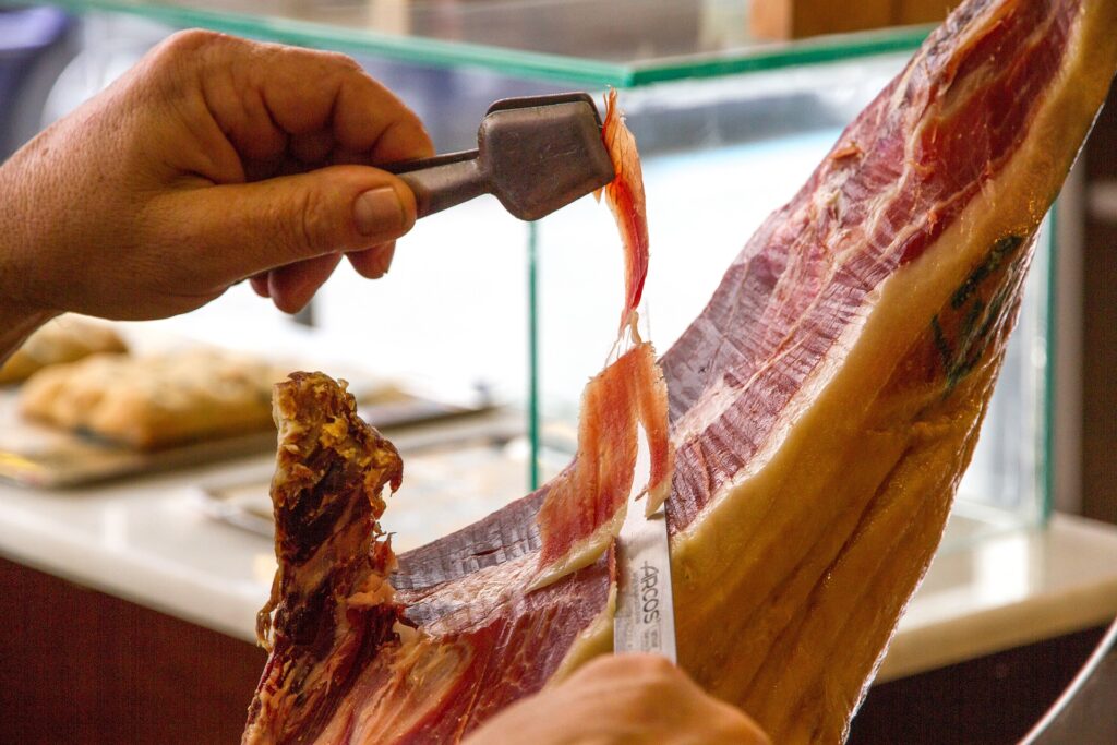 Jamon serrano Gastronomy in Spain and the world-renowned jamón serrano, iconic Spanish delicacy