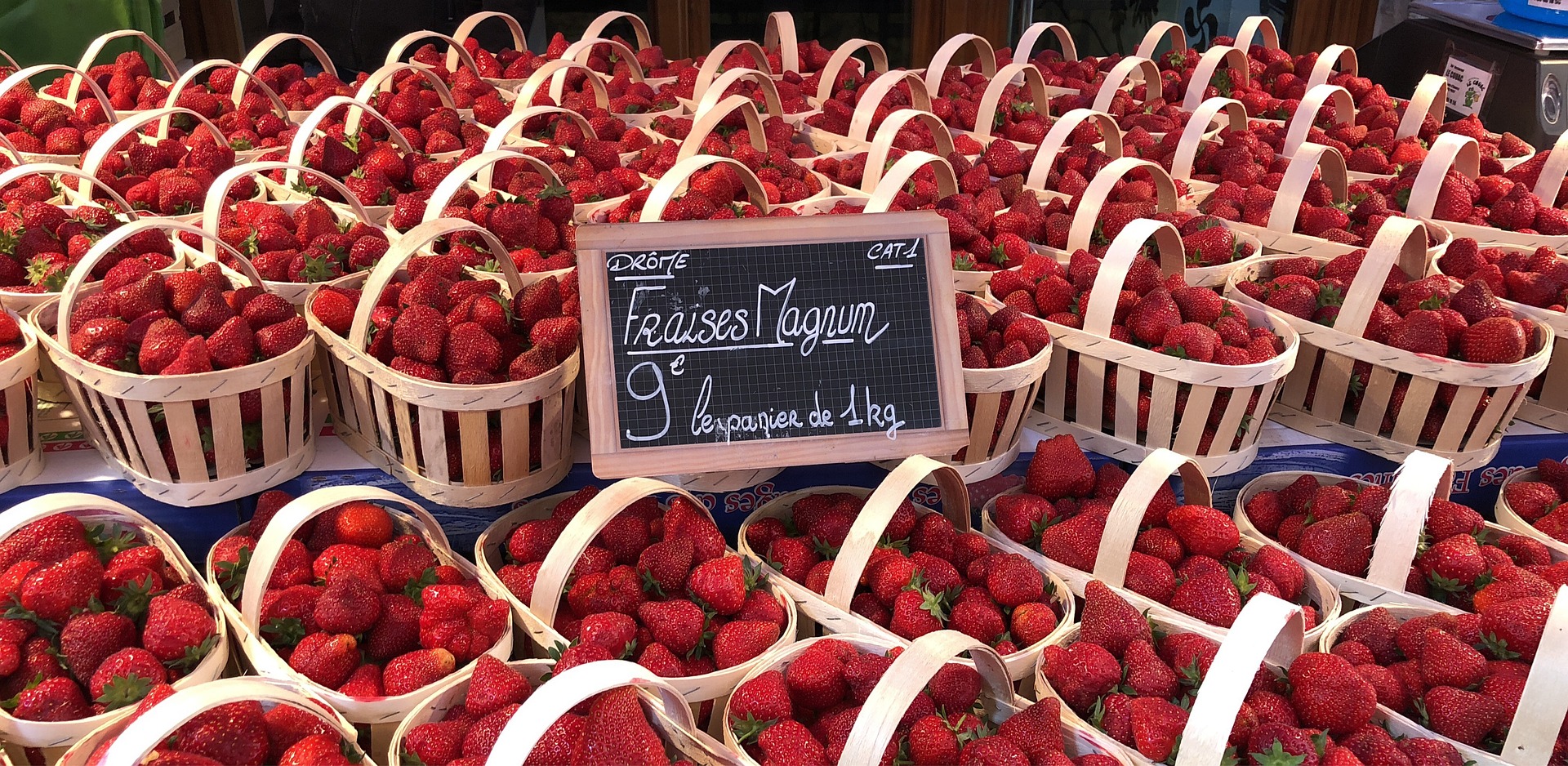 Ripe strawberries, one of the seasonal highlights in France