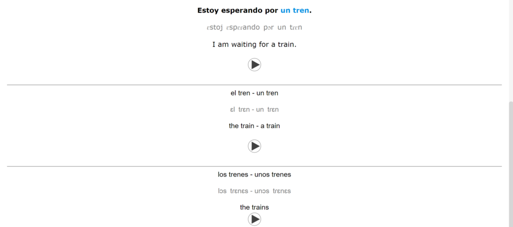 Spanish Vocabulary Back Normal